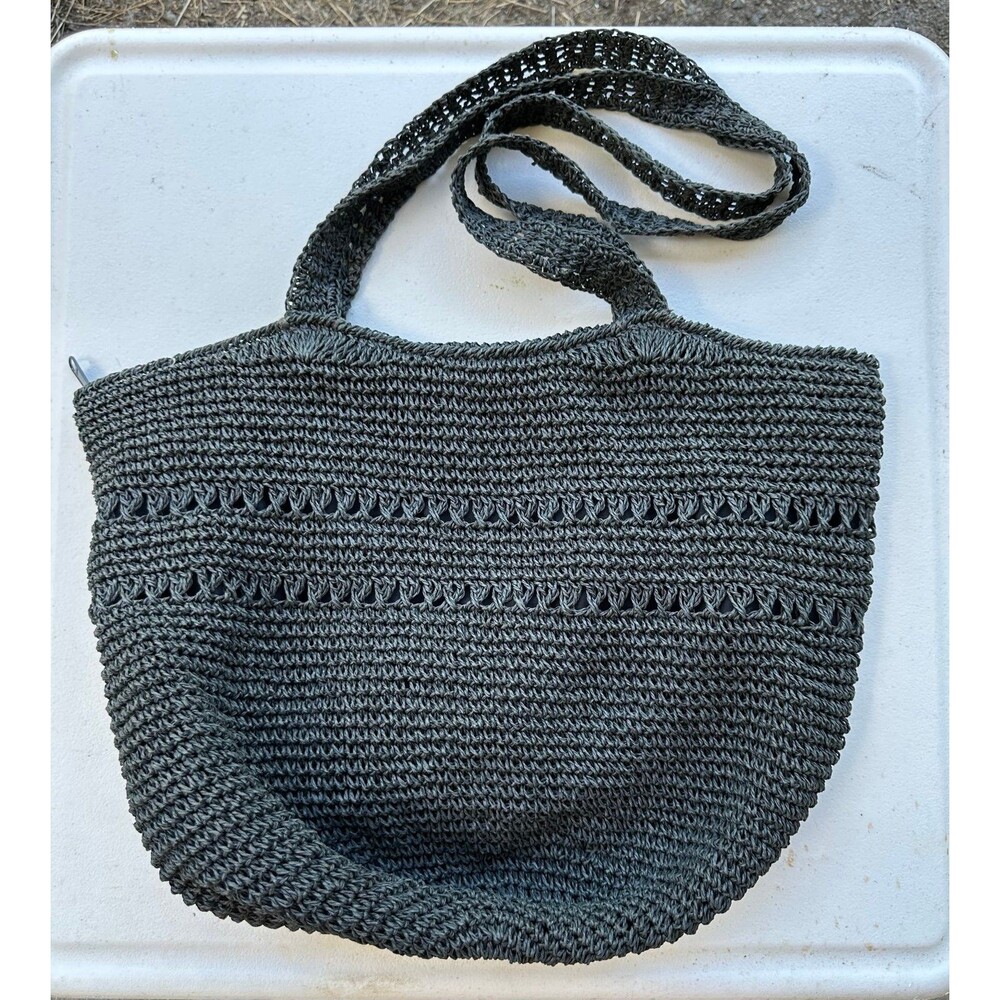 Banana Republic Crochet Woven 100% Paper Straw Open Stitch Hobo Shopper Tote Bag